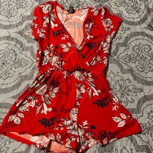 Rue21 Coral and White Patterned Romper